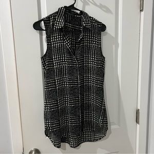 J.Crew black plaid sleeveless button down blouse
